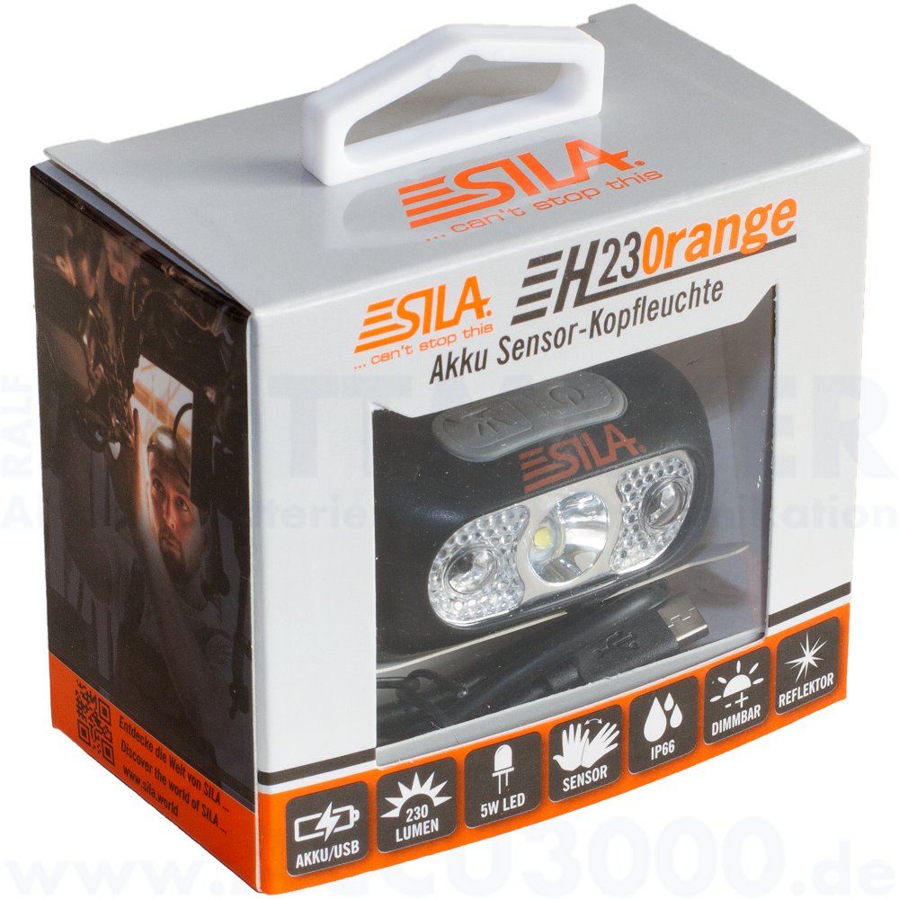 Sila H230range Akku Sensor-Kopfleuchte